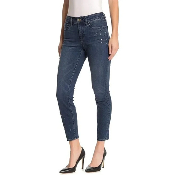 NYDJ Denim - NEW NYDJ Ami Skinny Ankle Jeans Embellished Beaded Denim Pioneer Wash Womens 20W